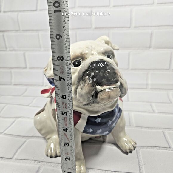 Blue Sky Bulldog Cookie Jar STARS AND STRIPES FOREVER Ceramic or a Dog treat jar - Picture 10 of 10